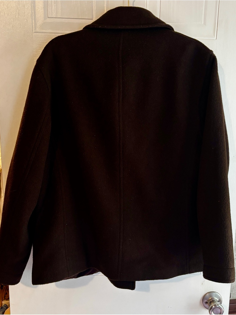 J.Crew  Large Black Wool Blend Double Breasted Peacoat Jacket - Picture 2 of 14